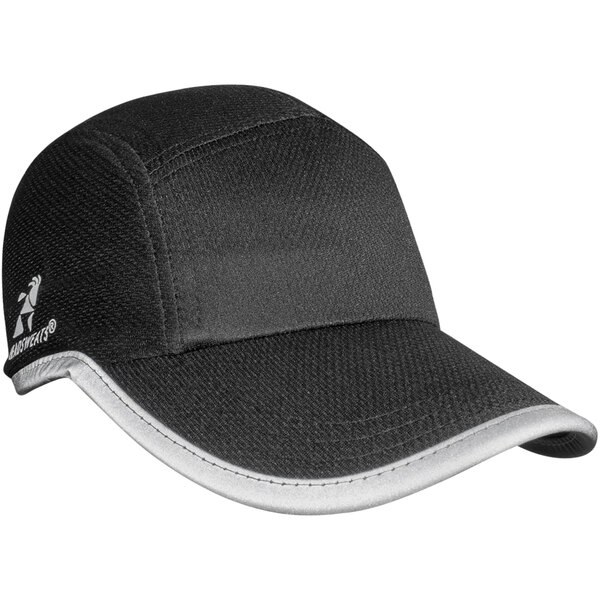 A black Headsweats cap with a white reflective stripe on the brim.
