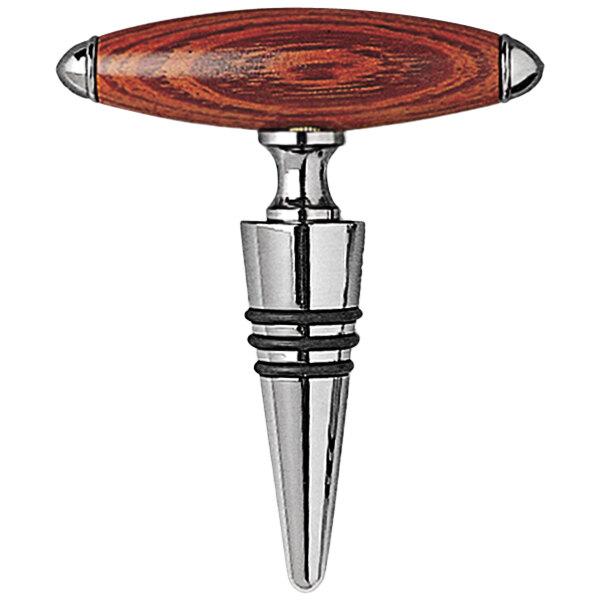 A Franmara wine stopper with a metal and rosewood handle.