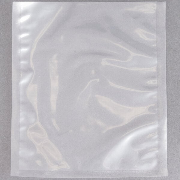 An ARY VacMaster chamber vacuum packaging bag filled with air on a white surface.
