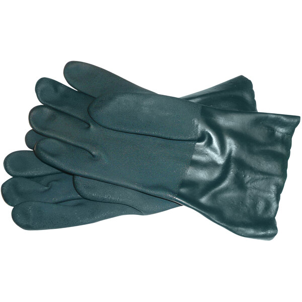 A pair of black Shortening Shuttle heat-resistant gloves with green lining.