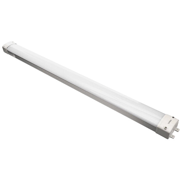 A long white rectangular LED light fixture with a white cover.