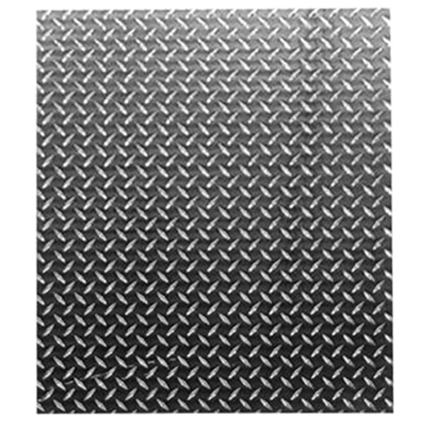 A close-up of a white diamond texture kick plate with a black diamond plate pattern.