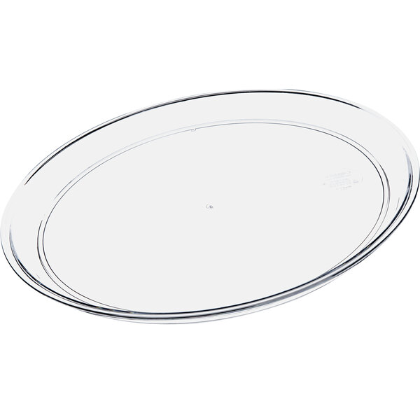 A clear acrylic tray with a clear rim.