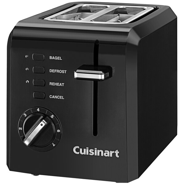 A black Conair Cuisinart 2-slice toaster with a dial and buttons.