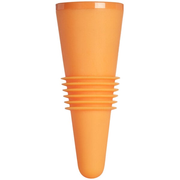 A Franmara orange plastic wine stopper cone with a plastic handle.