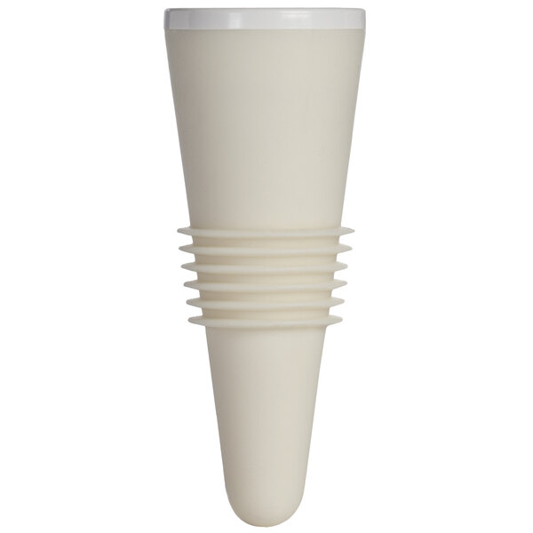 A white cone-shaped Franmara Flex Seal wine stopper with a white handle.