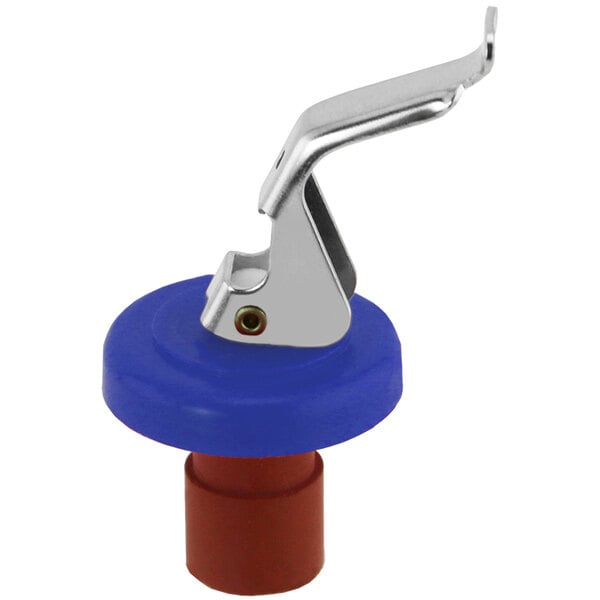 A blue Franmara Italia wine bottle stopper with a metal lever.
