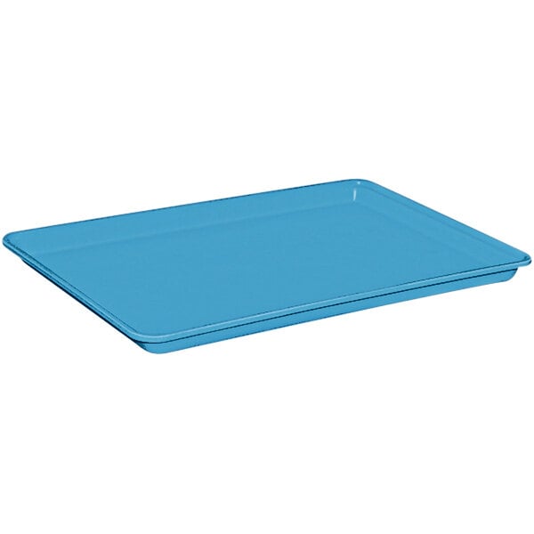 A blue rectangular MFG Tray on a white background.