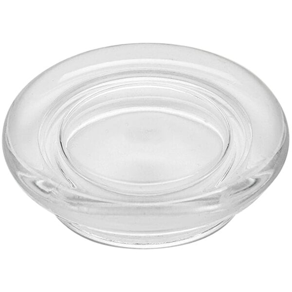 A clear plastic cap for an American Metalcraft pebbled acrylic water bottle.