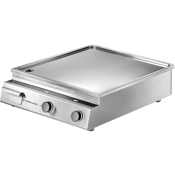 A silver Garland Induction countertop griddle with two burners.