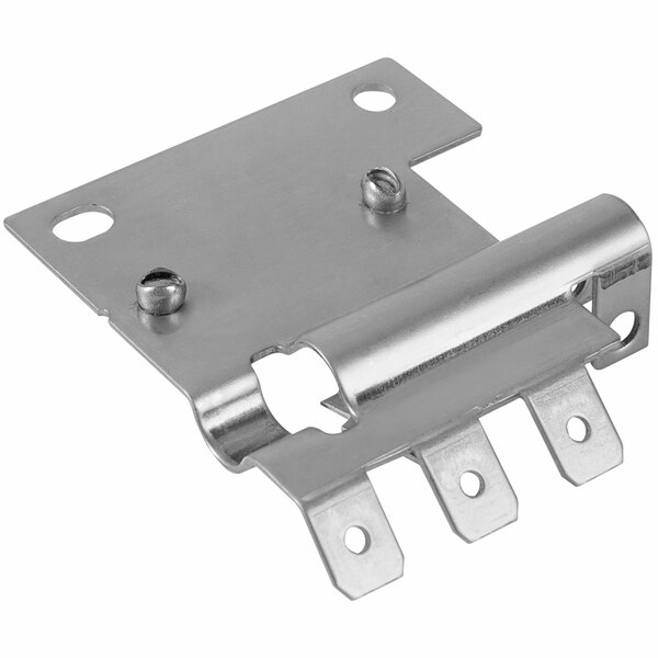 A metal Vollrath high limit bracket with two screws.