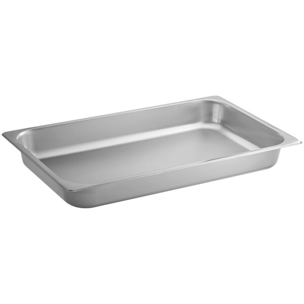 An Acopa Manchester full size stainless steel chafer food pan.