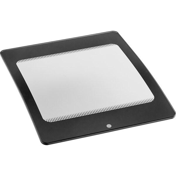 A black square Galaxy lid with a white label on it.