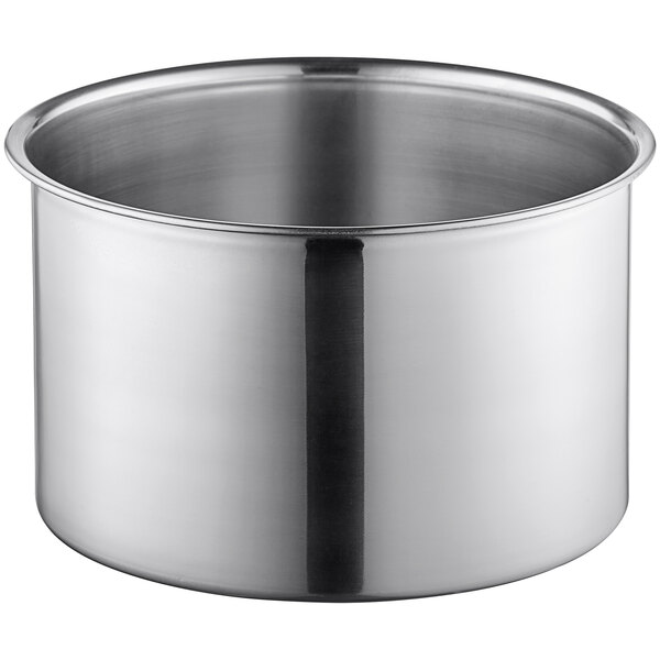 A silver Estella container with a white lid.