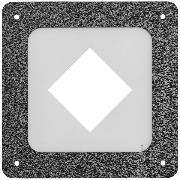 A white square with a black diamond and black frame.