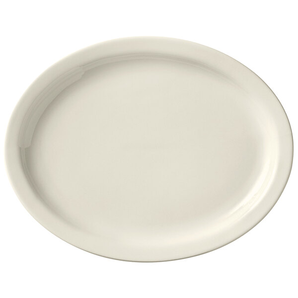 A white oval Libbey porcelain platter with a narrow rim.