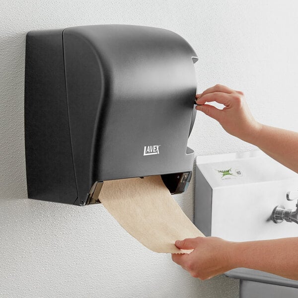 Lavex Translucent Black Lever Activated Paper Towel Dispenser