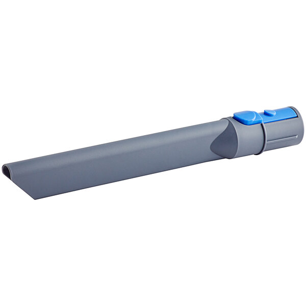 A grey tube with a blue handle.