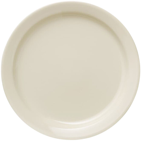 A white Libbey Porcelain Plate with a narrow rim.