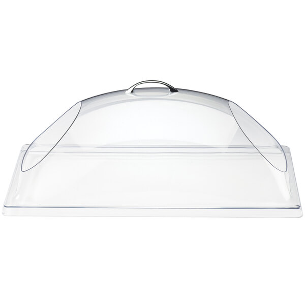 A clear plastic cover with double end openings and a silver handle.