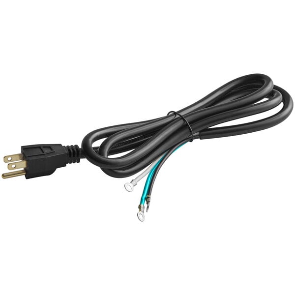 A black Avantco electrical cord with a white plug on the end.
