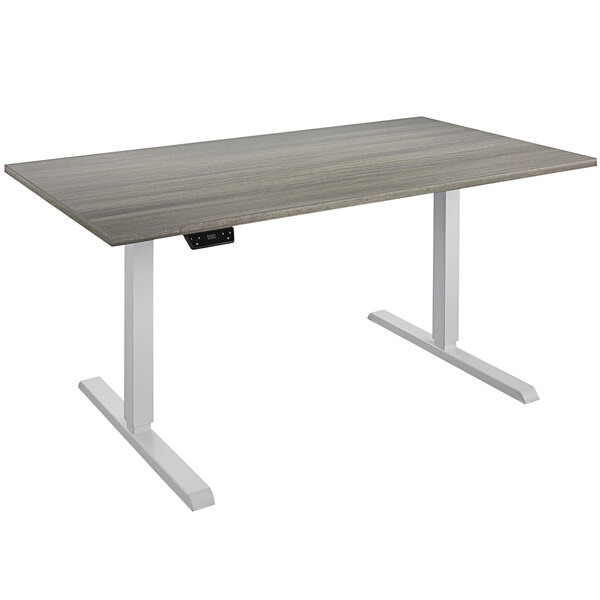A Bridgeport gray Pro-Desk with a white base.