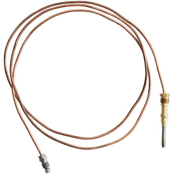 A copper wire with a metal tip and a gold connector.