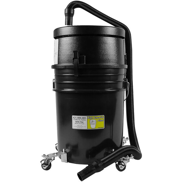 An Atrix ESD-Safe vacuum cleaner on wheels with a hose attached.