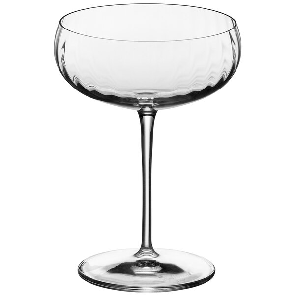 A clear Luigi Bormioli wine glass with a stem.