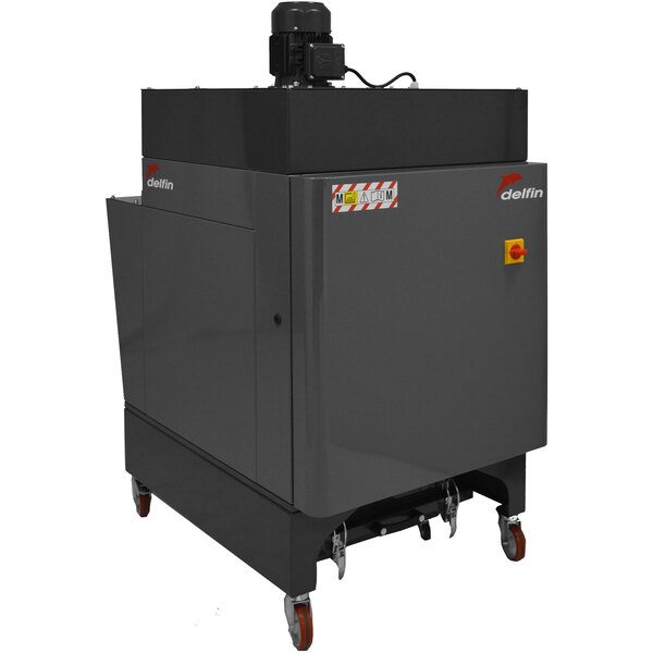 A large grey Delfin Industrial ZEFIRO CUBE 20 portable dust collector with wheels.
