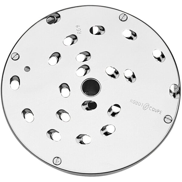 A Robot Coupe grating/shredding disc with holes in it.