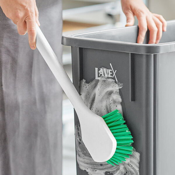 Lavex 20" Green Polyester Floating Utility / Pot Scrub Brush