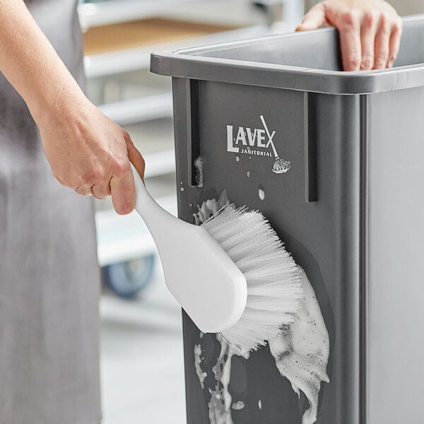 Lavex 8" White Nylon Floating Utility / Pot Scrub Brush