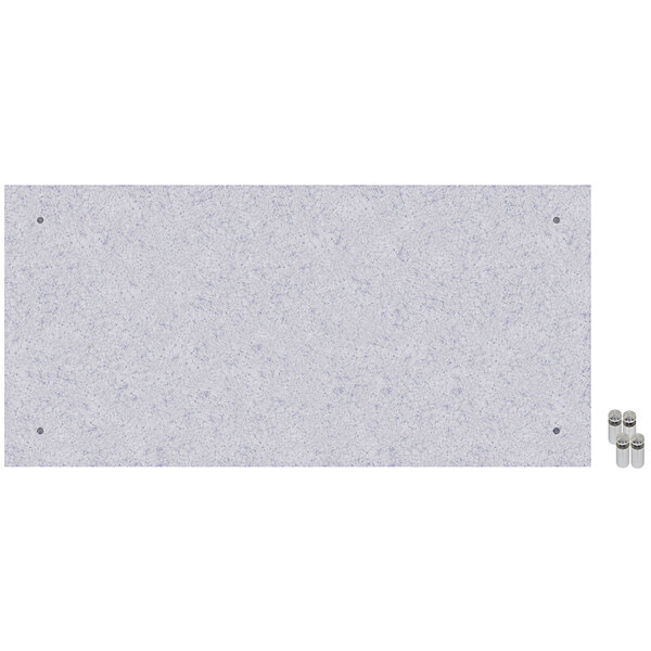 A white rectangular Versare SoundSorb marble gray acoustic panel with metal screws.
