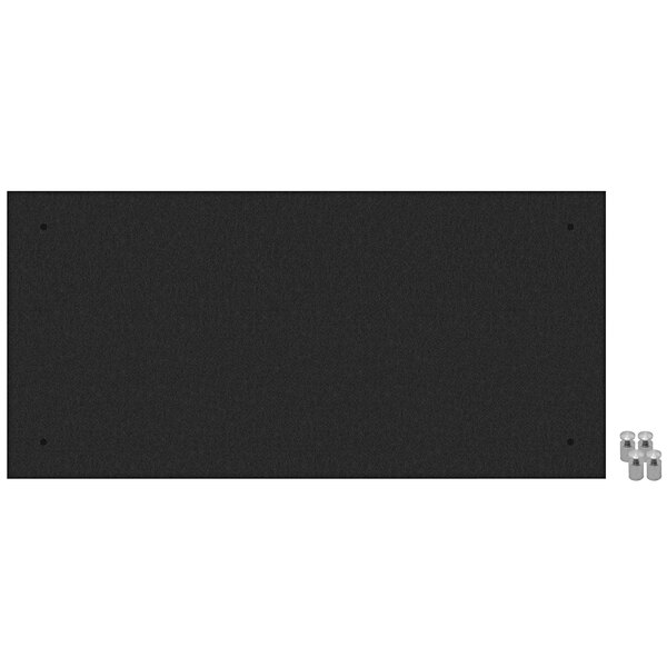 A black rectangular Versare SoundSorb acoustic panel with metal standoffs.