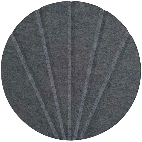 A dark grey Versare SoundSorb wall-mounted acoustic circle with beveled lines.