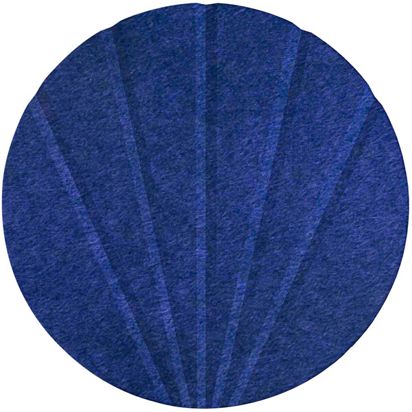 A blue circle with fan-like lines in it.