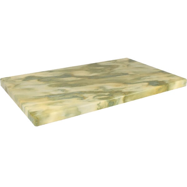 A rectangular white and green marbled surface.