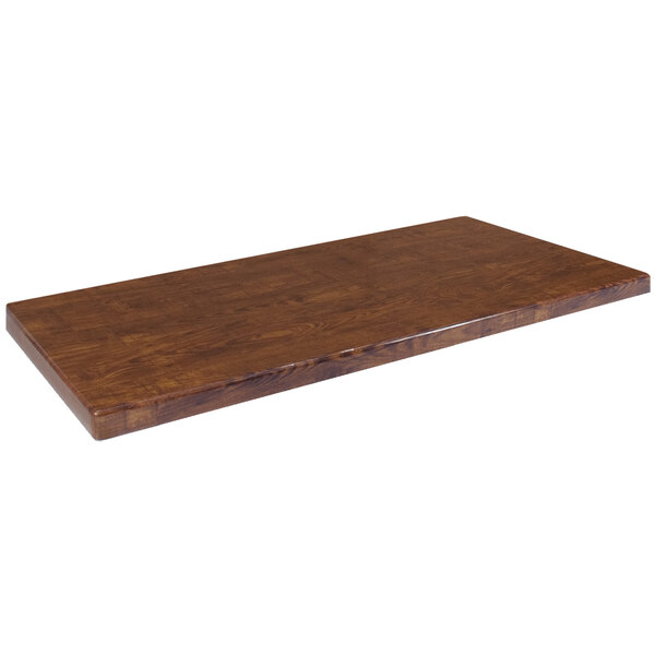 An American Tables & Seating rectangular brown faux wood table top.