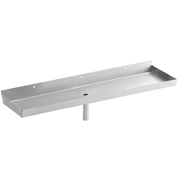 A metal rectangular tray with a hole in the middle.