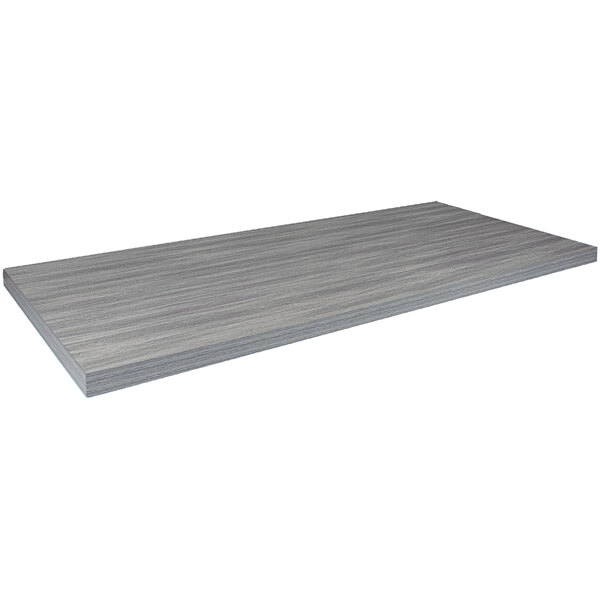 An American Tables & Seating rectangular light gray faux wood laminate table top.