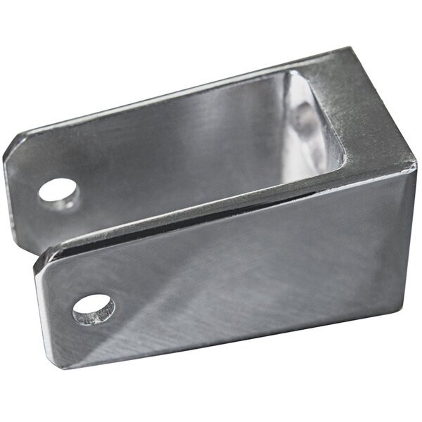 A stainless steel Tortilla Masters bracket with two holes.
