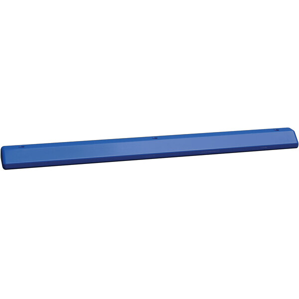A blue rectangular Eagle Manufacturing parking stop with a long handle.