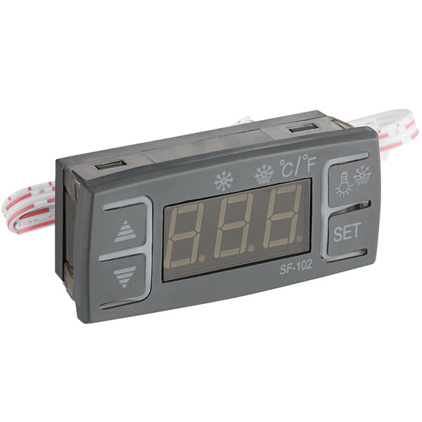 An Avantco digital controller with white and red wires and a digital display.