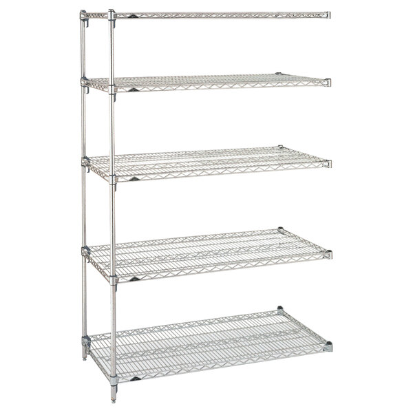 A Metro chrome wire shelving add on unit with four shelves.