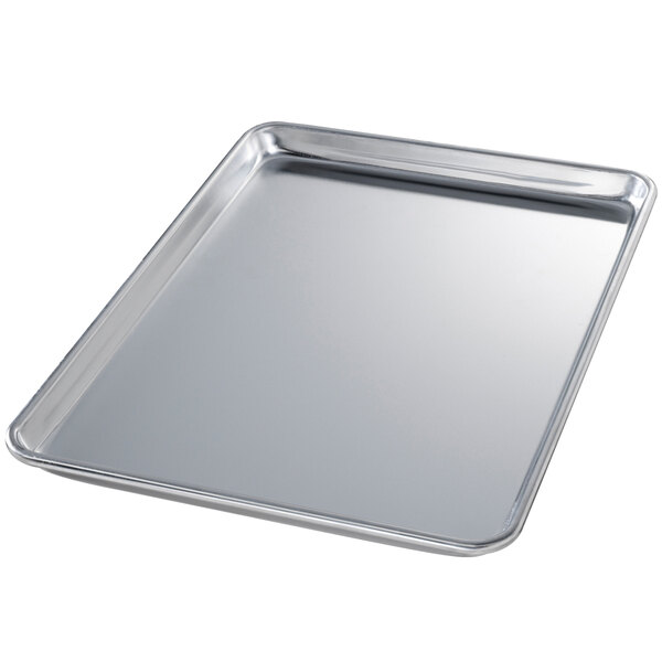 A Chicago Metallic wire-in-rim aluminum sheet pan on a counter.