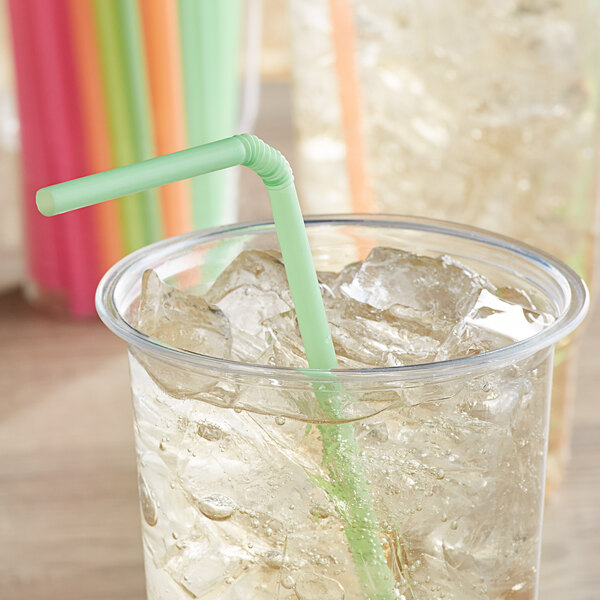 A cup with ice and a Diamond LifeMade multi-color straw.