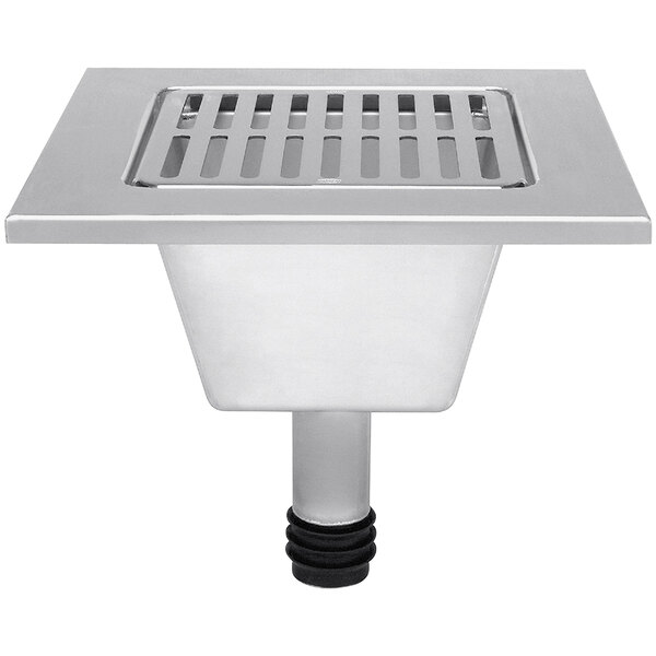 A Zurn stainless steel floor sink liner with removable strainer and drain cover.