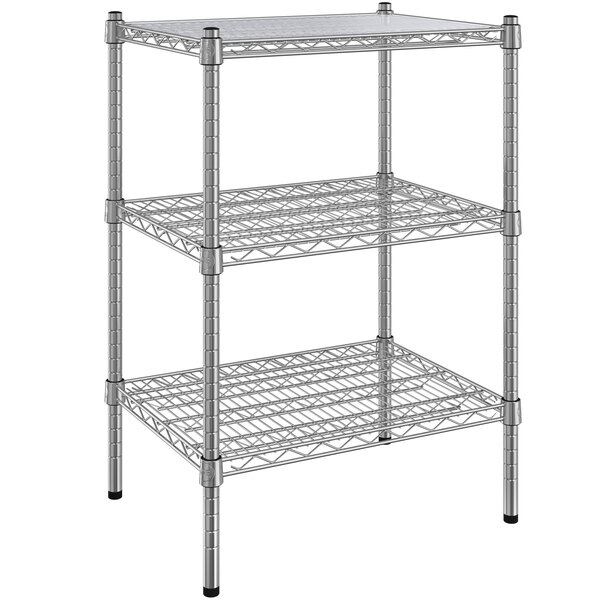 A Regency chrome wire shelving kit with 3 shelves.