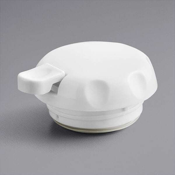 A white plastic Tablecraft lid with a small handle.